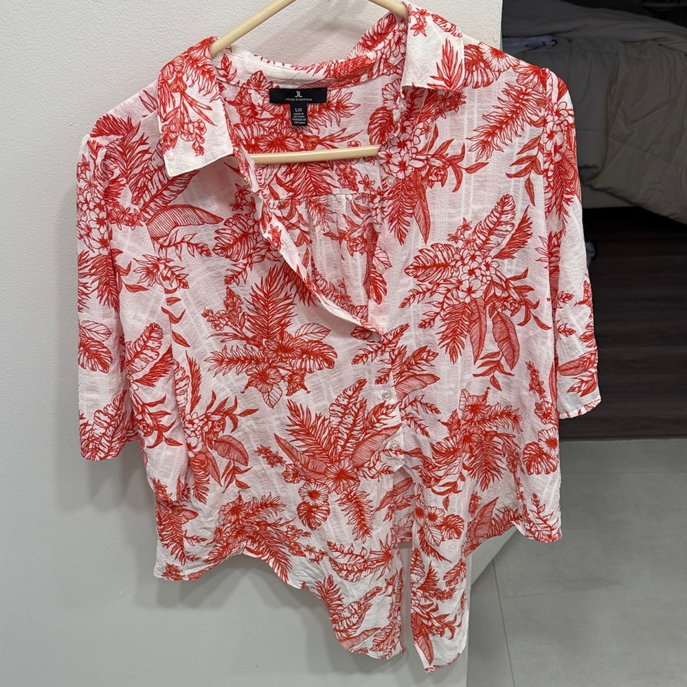 Jules & Leopold Red and White Floral Button Down Shirt